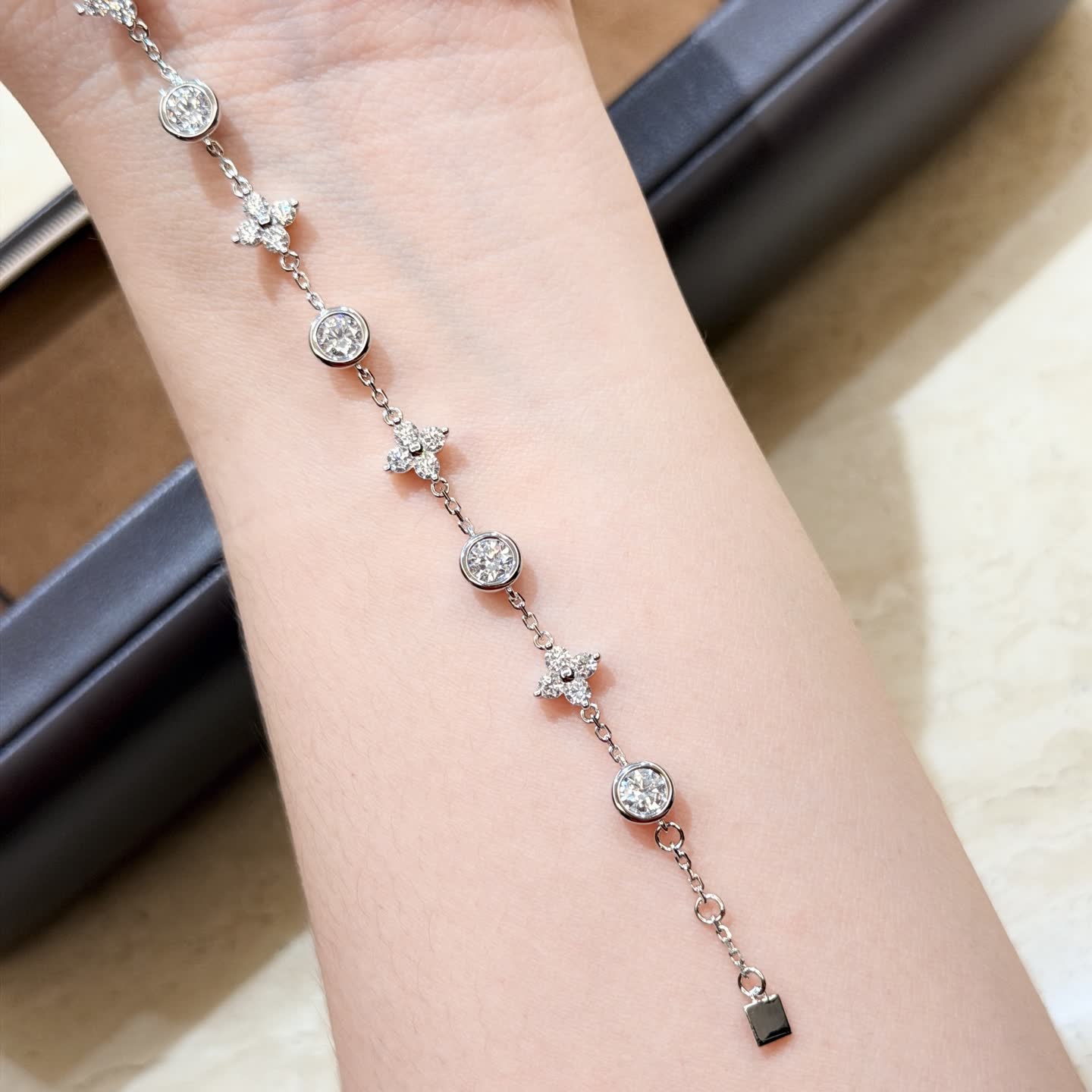 Van Cleef & Arpels S925 Silver Bracelet with Cubic Zirconia